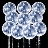 10 PACKS LED Bobo Balloons,Clear Light Up Balloons,Helium Glow Bubble Balloons with String Lights for Party Birthday Wedding Quinceanera Decorations (Cold White)