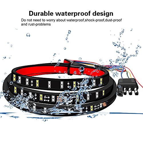 Truck Tailgate Light Bar Double Row LED Flexible Strip 60" Turn Signal Brake Reverse light for Pickup Trailer, Red/White (60 INCH, 2 Row) - Thumbnail 5