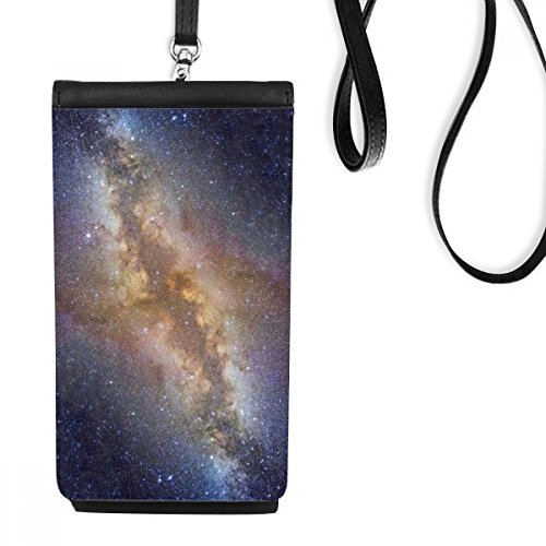 Pochette téléphone en cuir noir univers galaxie pour vos sorties et voyages