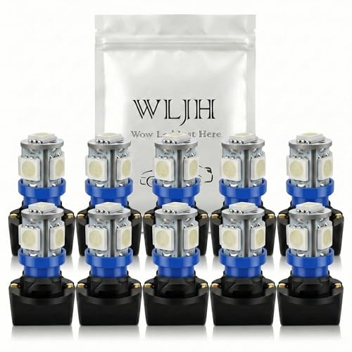 WLJH 10Pack Printed Circuit Base T10 194 168 LED Light Bulb PC194 PC195 PC160 PC161 PC168 Instrument Panel Gauge Cluster Dashboard Automotive Multi-Purpose Light Bulb Blue