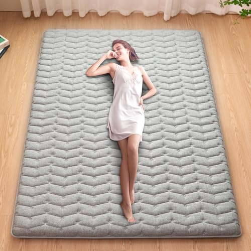 Vibe bear Premium Foam Japanese Futon Floor Mattress Twin Size 39\"x 80\",100% High Density Comfortable Foam Floor Mattress,Tatami Sleeping Pad,Foldable Dormitory Tatami Mattress(Hemp Gray) - Thumbnail 2