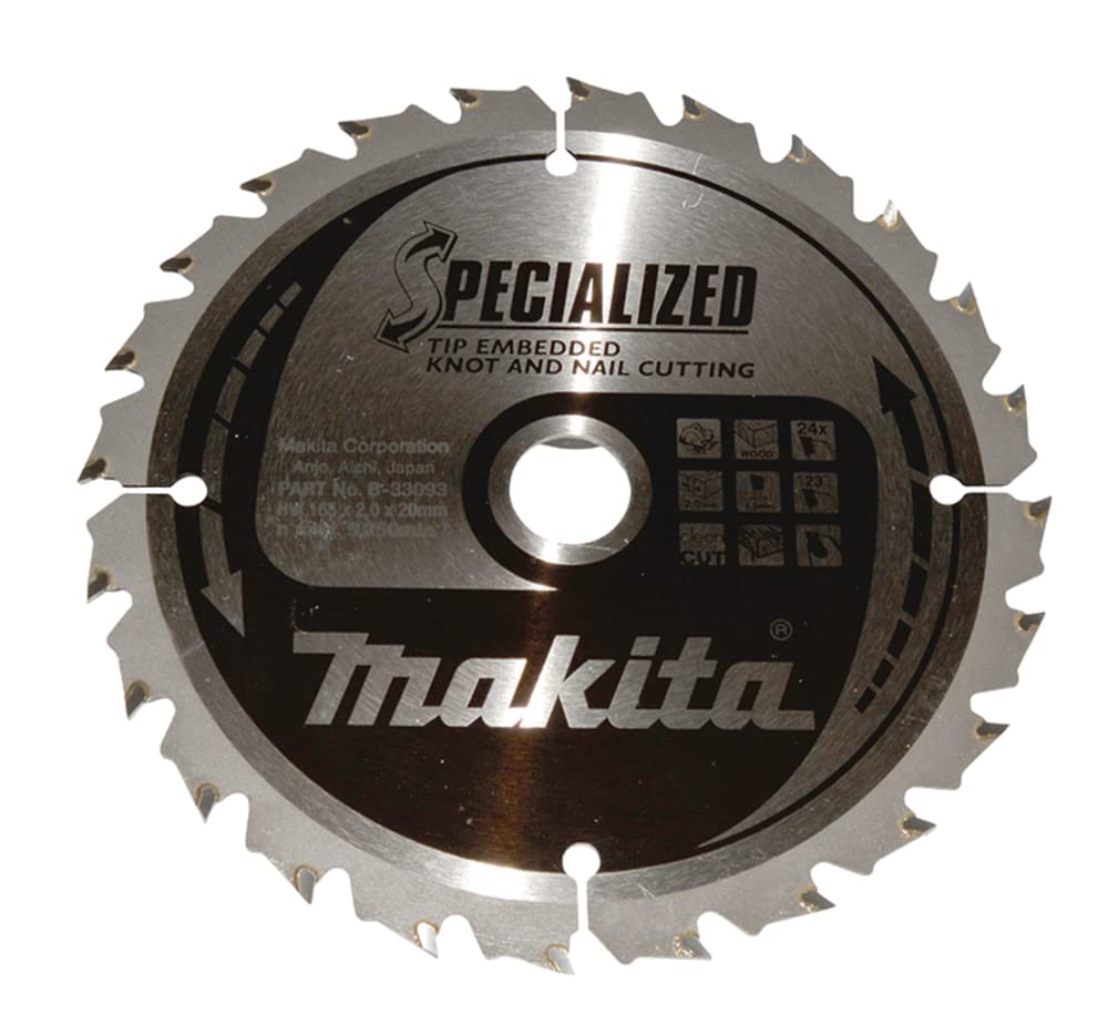Makita B-33093 Lama Sega Circolare T.C.T. 165x20mm 24T Legno Chiodato