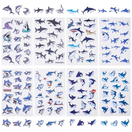 Shark 3D Stickers 8 Sheets 120+ Puffy Stickers Shark Party Favors for Kids