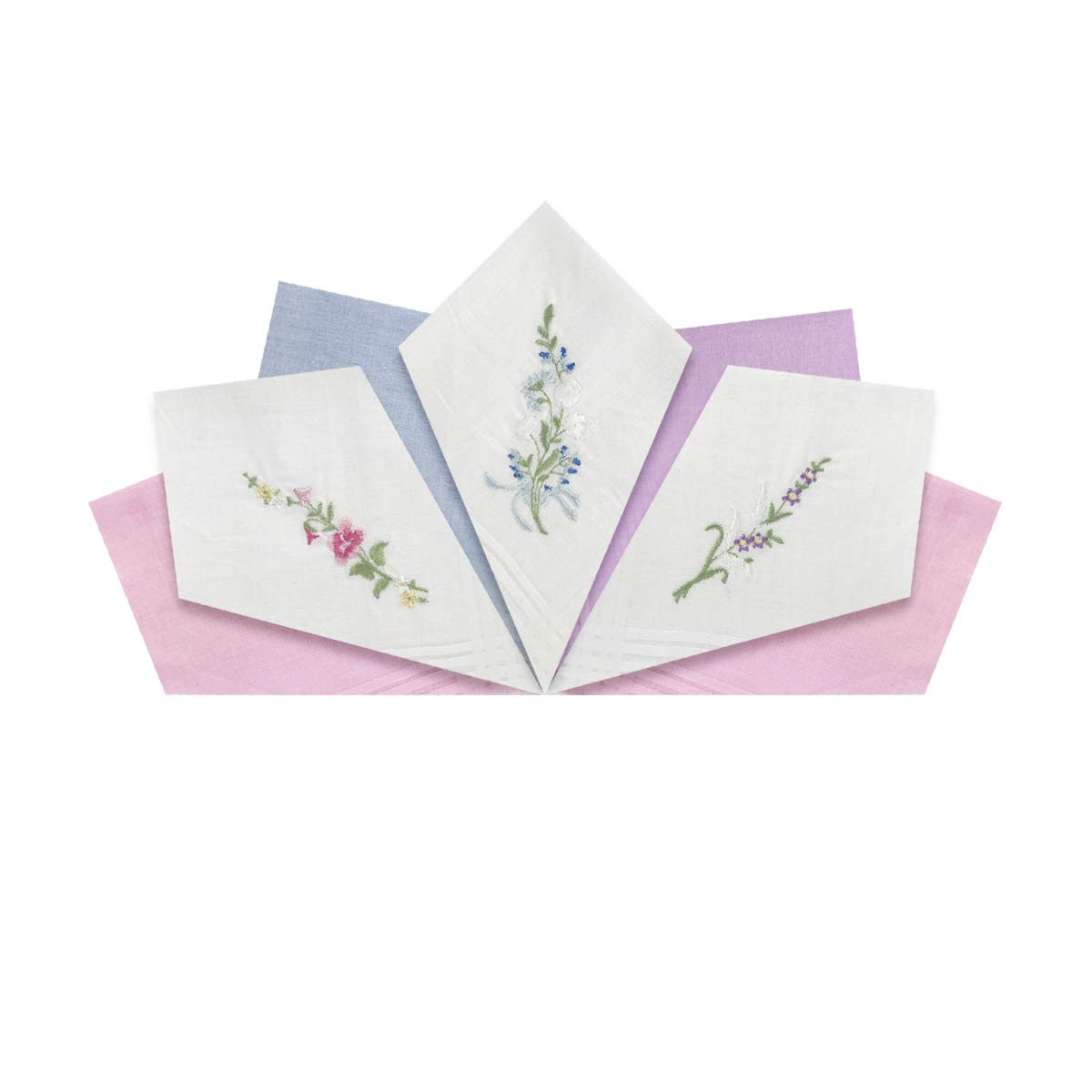 Warwick & Vance Pack Of 7 Womens/Ladies Handkerchiefs, Assorted Floral Embroidered & Dyed Handkerchiefs, 100% Cotton, 29 x 29cm