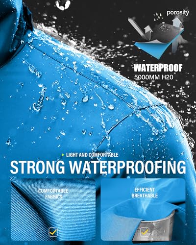 Image of iCreek Rain Suit Waterproof Jacket and Pants Hi Vis Raincoat for Men and Women Reflective Outdoor for All-Sport Work