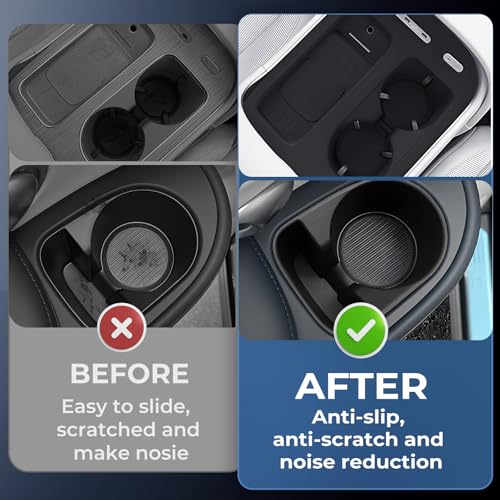 Image of 1st & 2nd Row Cup Holder Insert & Wireless Charging Protective Mat for Hyundai Palisade 2026, Center Console Interior Accessories Cup Holder & Wireless Charger Cover Pad for 2026 Palisade,Black
