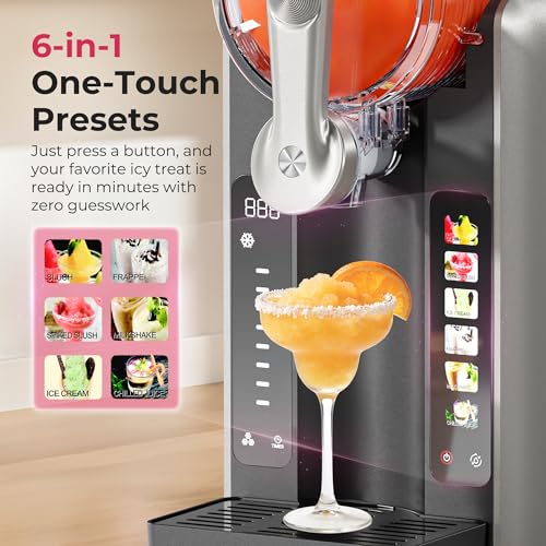 Image of Slushie Machine for Home, No Ice Needed Frozen Drink Maker with Auto-Clean, LED Display, Perfect for Margaritas, Frappes, Milkshakes and More, Family Gatherings & Home Bar, Grey, 1 Pack+6 Modes