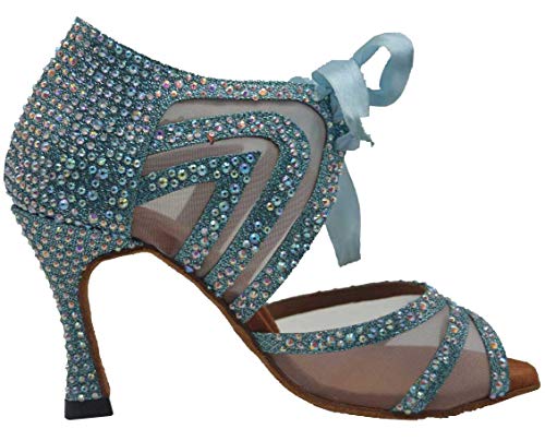 Chaussures danse salsa bleu strass pour briller en soirée