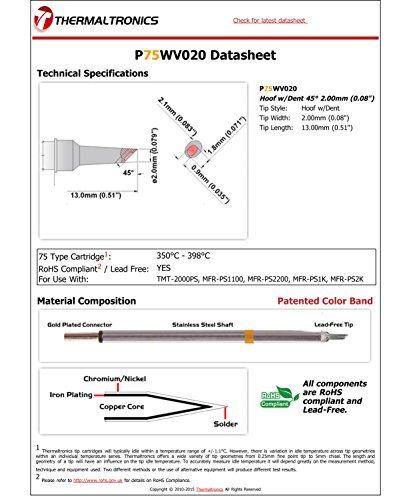 Image of Thermaltronics P75WV020 Hoof w /Dent 45deg 2.00mm (0.08in)