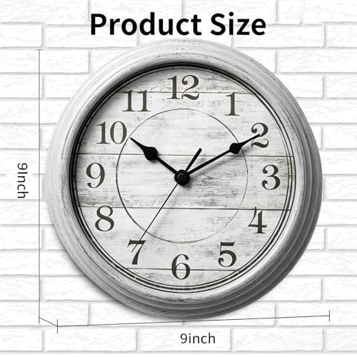 Image of Wall Clock, 9 Inch Silent Wall Clocks Battery Operated, Decorative Clocks for Kitchen Living Room, Bedroom (Gray)