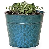 Robert Allen MPT02002 Laurel Series Metal Planter Flower Pots, 4', Lagoon
