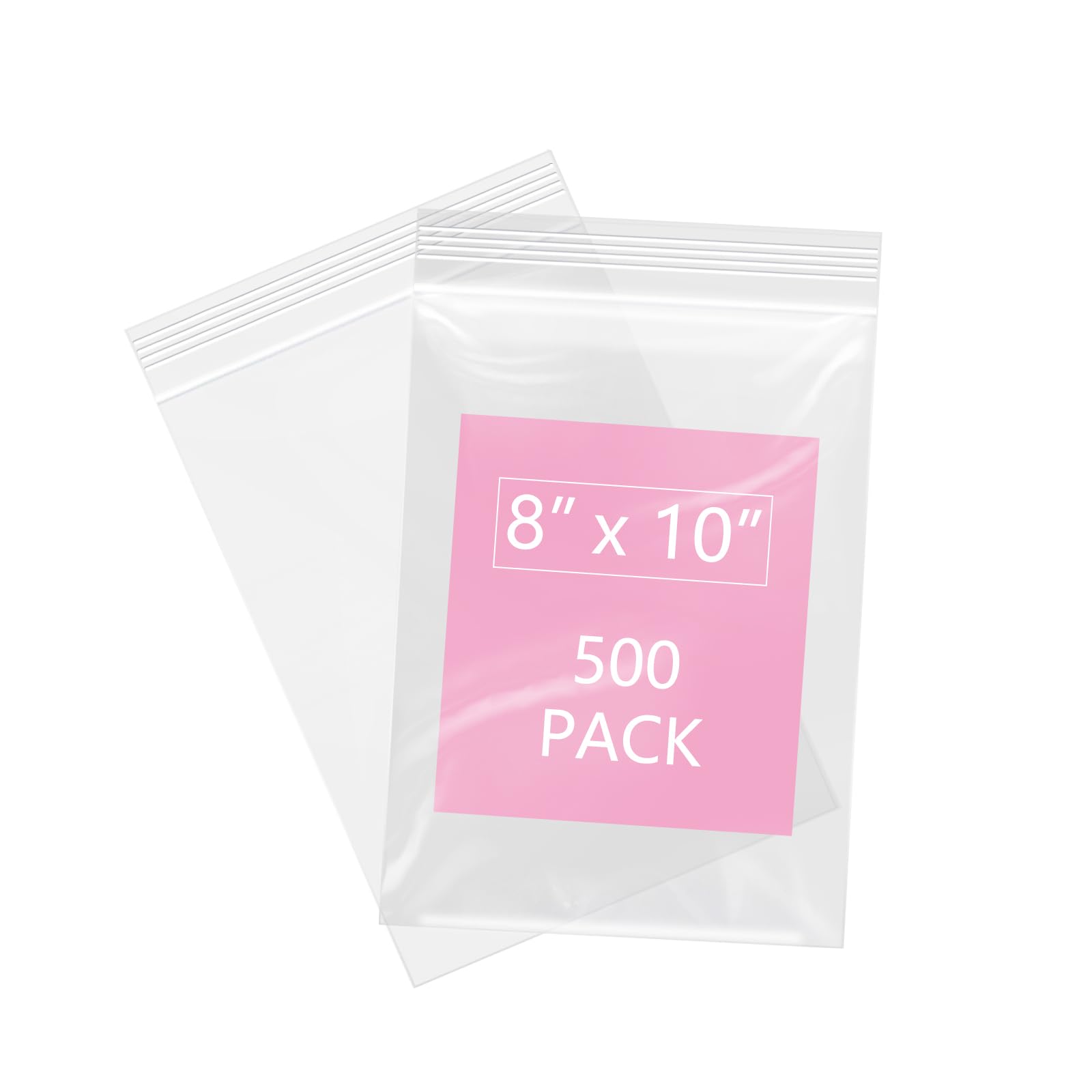 Lot de 500 sacs en plastique refermables avec fermeture éclair - 20,3 x 25,4 cm - Transparents - Pour vêtements, t-shirts, brochures, impressions, cadeaux artisanaux