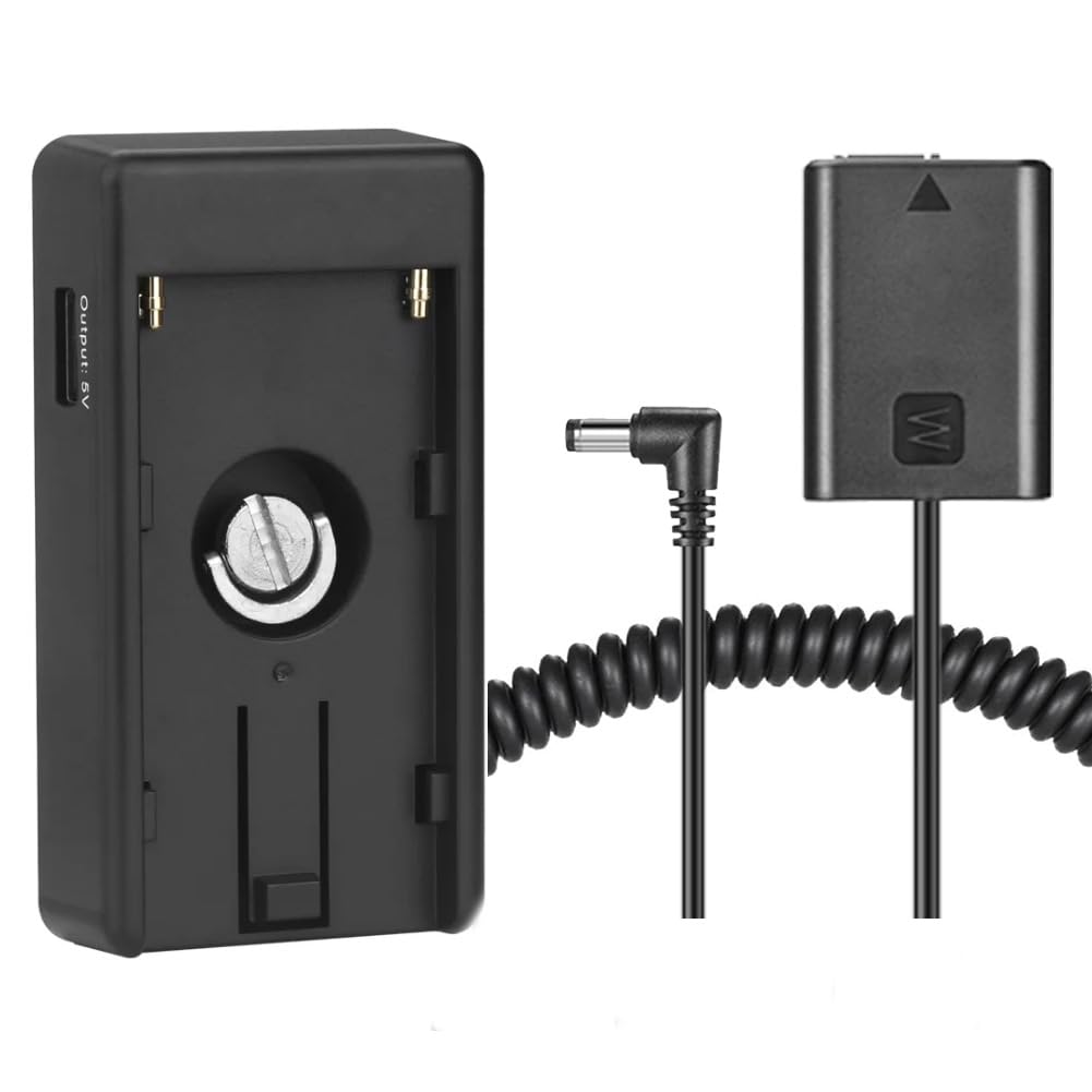 Adattatore Batteria Da NP-F970 A NP-FW50 Per Sony – Con Piastra In Alluminio, Cavo 100cm, Supporto A Slitta E Vite 1/4''