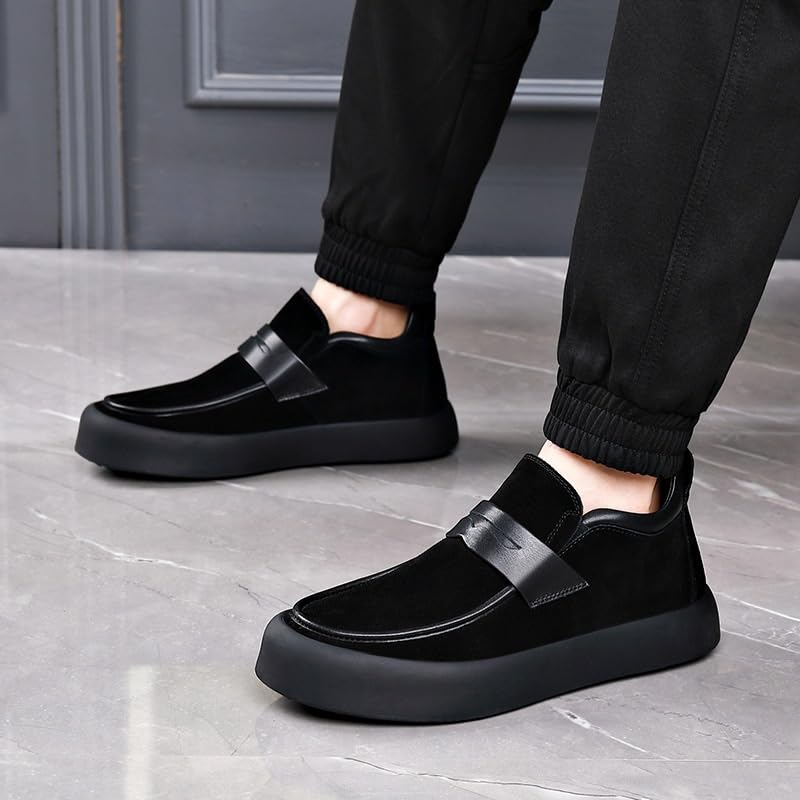 Party Loafers for Men's Pu Leather Uniform Solid Color Block Heel Shoe for Casual Wedding Party Prom Slip-on2