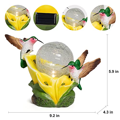 Vzvxcc WT45111504 Solar Garden Statue Hummingbird Figurine - Hummingbird Flower Carry Magic Orb Solar Led Lights For Outdoor Statue Decoration thumb #1