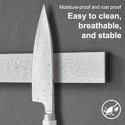 Portacoltelli magnetico da 30 cm, striscia magnetica in acciaio inossidabile, nessuna perforazione richiesta, porta coltelli cucina, forza super magnetica, adatto a tutti i coltelli - immagine 5