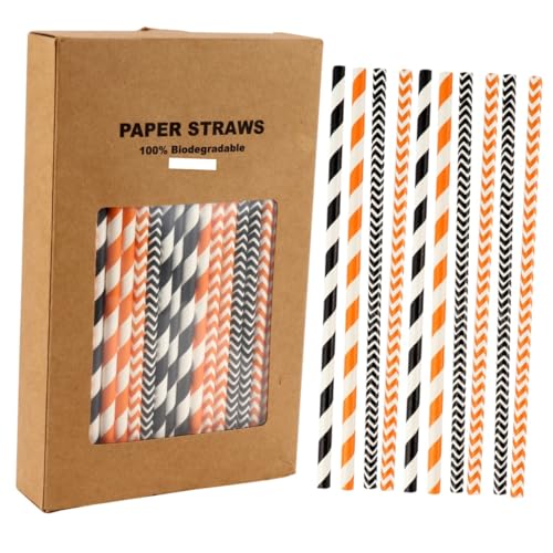 Pitillos de papel Kraft Veemoon 100 piezas para Halloween miniatura 1