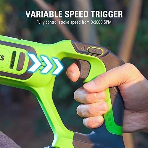 Greenworks 24V Brushless 1" Cordless Reciprocating Saw (3,000 SPM), Light Weight Compact Handsaw, Variable Speed Trigger, Tool Only thumbnail 7