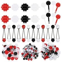 Jutom 72 Pcs Hair Barrettes Balls for Girls Self Hinge Hair Ties Bubble Accessories Set 80s 90s Bow Flower Plastic Clips for Baby ToddlerBlack, White, Clear, Red