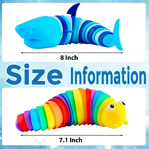 Kabvy Sensory Slug Fidget Toys, Sensory Toys for Autism, ADHD, Anxiety & Stress Relief, Gifts, Party Favors & Classroom Prizes for Kids Toddlers Boys Girls(Shark and Caterpillar Toy) - Image 5