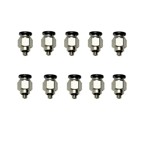 PNEUMATIC Push to Connect Fitting 6MM Tube OD x M5 Thread Male Straight Connector Air Fittings Black PC6-M5(Pack of 10)