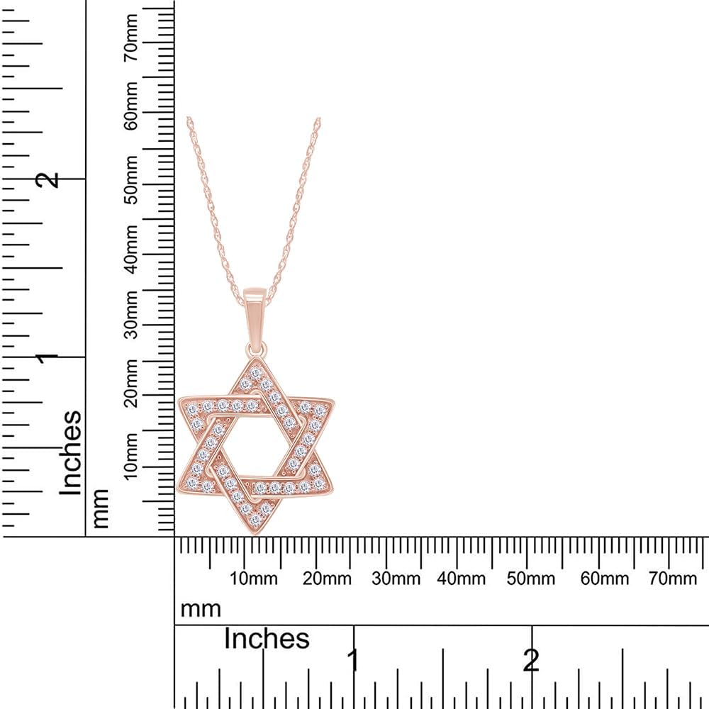 SAVEARTH DIAMONDS 925 Sterling Silver Round Cut, with options of Lab Created Moissanite & Lab Grown Diamond Jewish Faith Star Of David Pendant Necklace Religious Jewelry for Women 18" Chain, 0.72 cttw