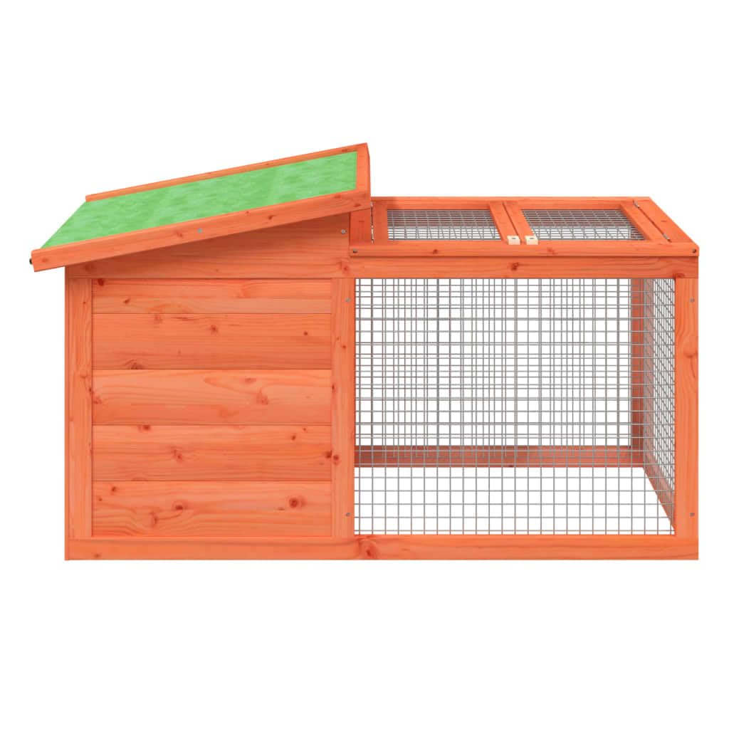 vidaXL Conejera, Jaula de Conejos, Corral para Mascotas Pequeñas, Caseta Exterior de Jardín, Madera Maciza de Pino Marrón 100,5x54x55 cm