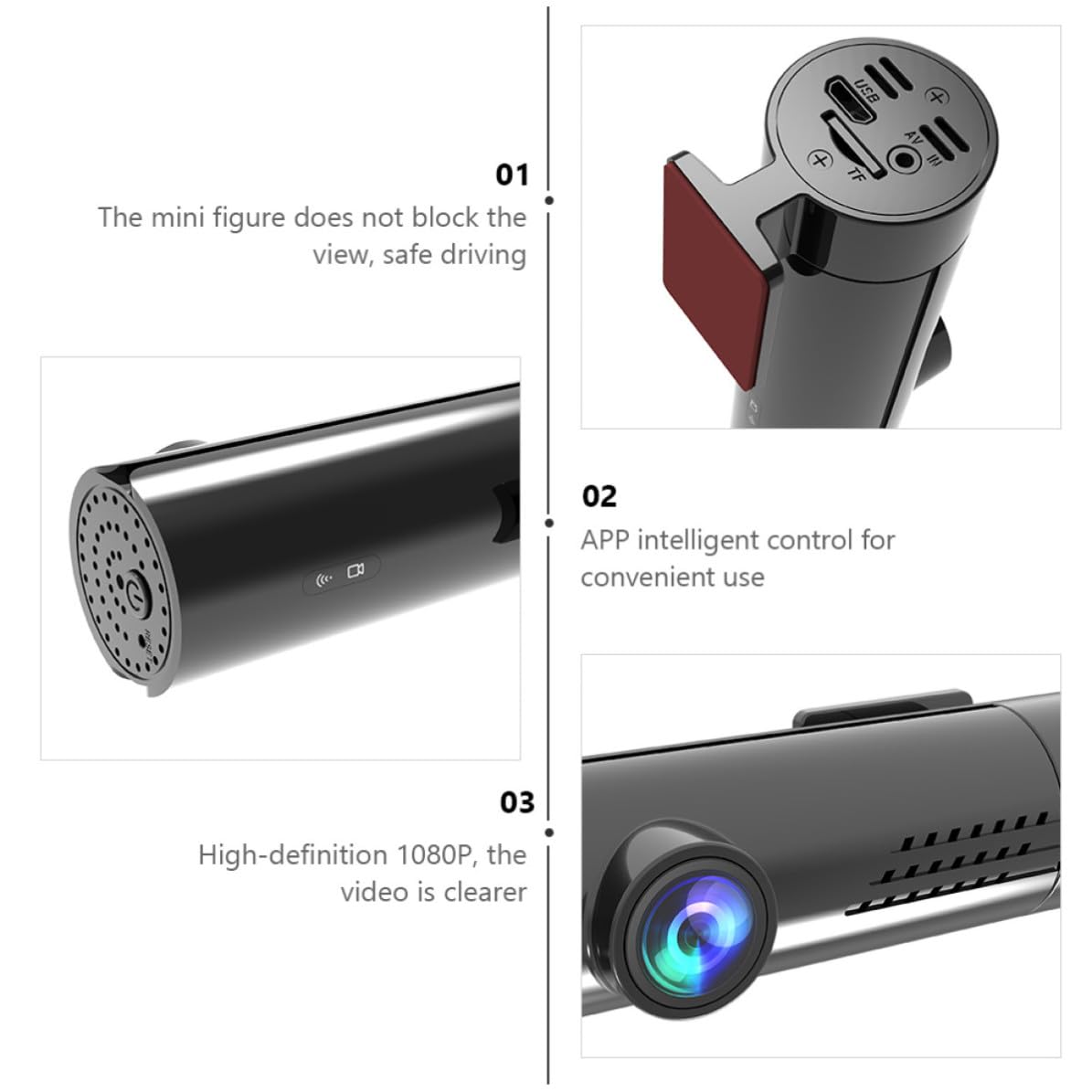 SEWACC Cámara Dvr para Coche Mini Inalámbrica 1080p Monitor de Aparcamiento y Lente de Vidrio 6 Capas para Grabación de Conducción Segura