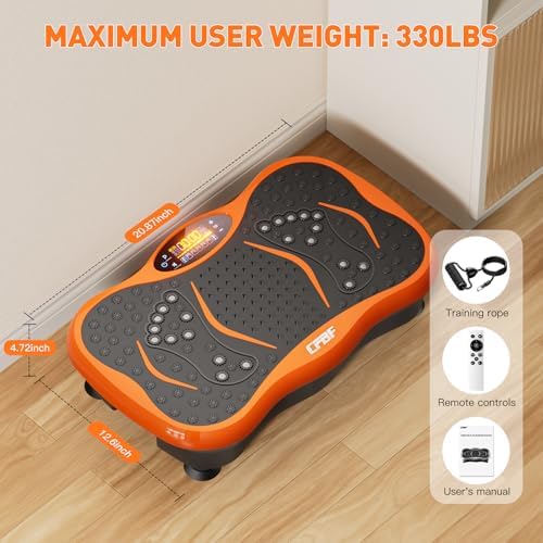 Vibration Plate Exercise Machine, Whole Body Workout Vibration Fitness Platform Machine for Lymphatic Drainage, Waver Vibrating Plate Machine for Weight Loss Shaping, 99 Levels, Resistance Bands 7 51OF+T+D+6L. AC