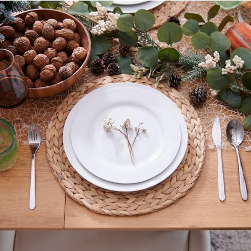 YANGQIHOME 6 Pack, Round Woven Placemats, Natural Water Hyacinth Wicker Place mats, Braided Straw Table Mats, Charger Plates for Dining Table, Fall, Thanksgiving, Christmas (11.8 inch) by YANGQIHOME - Used condition - Image 7
