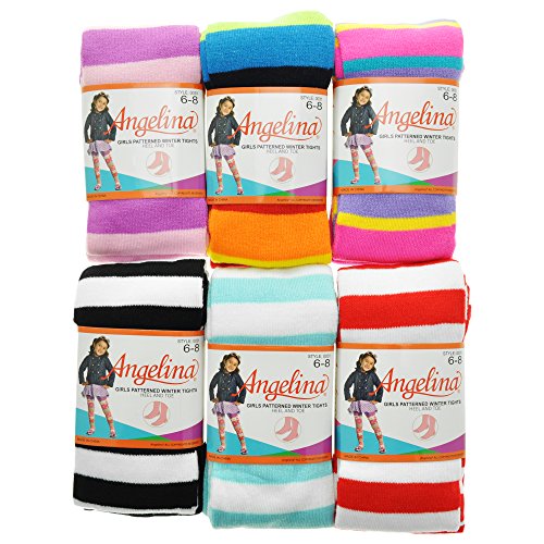 Angelina Girl's Colorful Assorted Winter Tights with Heel and Toe (6-Pack)2