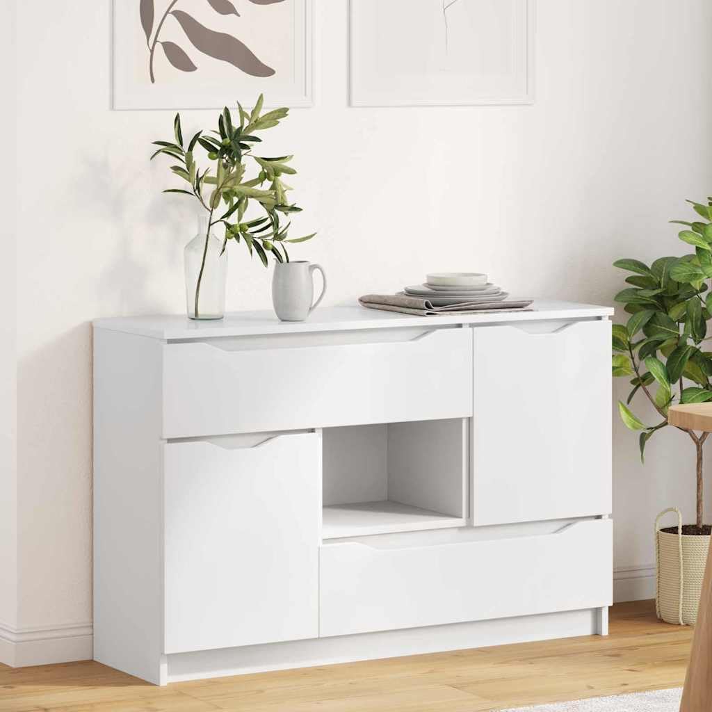Credenza bianca, 65,5 x 30 x 100 cm, comò con cassetto e 2 ante