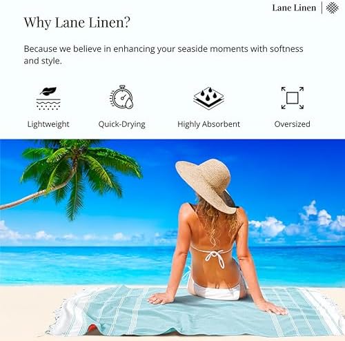 Lane Linen Beach Towel 2 Pack, Oversized Beach Towel 39"x71", Lightweight Beach Essentials for Women, Large Pool Towel, Absorbent & Quick Dry, Sand Free Beach Towel - Plume — view 2