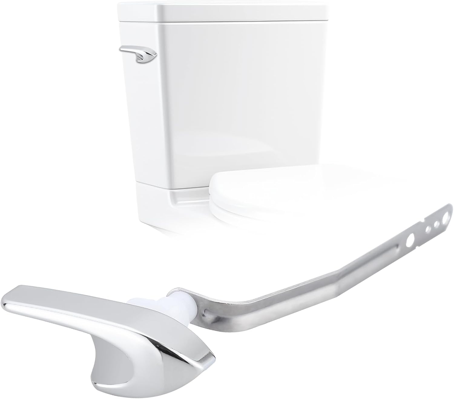 Toilet Handle Replacement Trip Lever Compatible with Kohler 87115-CP Toilet, Toilet Flush Handle Side Mount, Chrome