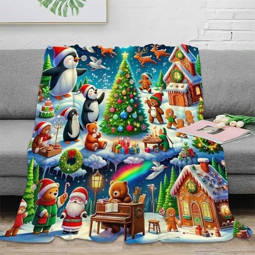 Couverture pingouin en microfibre 127x152 cm pour lit d'adolescent