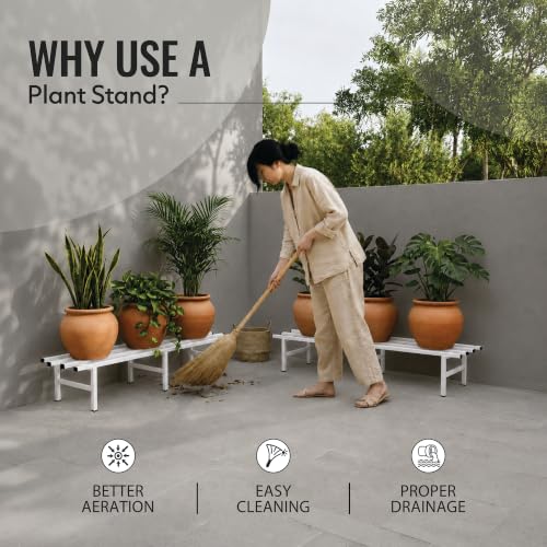 Image of Robustt Horizontal Metal Pot Stand (Set of 4) 76x24x18 Cm | Rust-Proof Matte Powder-Coated Pot Stand for Big Size Plants | Supports Up to 200 Kg| Ideal for Balcony, Outdoor and Indoor Plant Display