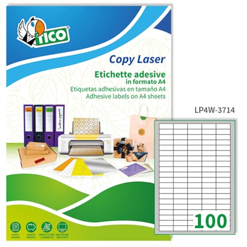 Étiquettes blanches multifonctions Tico LP4W-3714 37x14 mm pour imprimantes