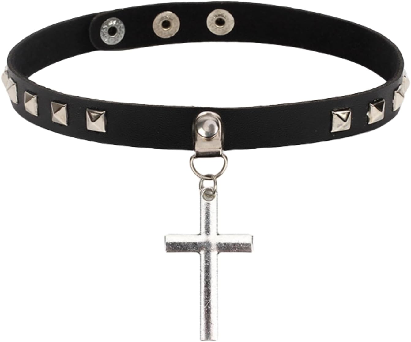 Gothic Punk Collar Black Leather Cross Choker Necklace for Women Lady Goth Jewelry Gift