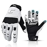 CHCYCLE Dirt Bike Gloves Mountain Bike Motocross Motorcycle Gloves for Men Motorbike ATV Racing Touch Screen Full Finger Gloves for Cycling BMX MTB MX Climbing (Medium, White)