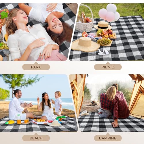 Votoko Picknickdecke 200 x 200cm, Wasserdicht Stranddecke Sandfrei mit Tragegurt, Tragbare Waschbar Strandmatte XXL Campingdecke Isoliert, Picnic Blanket für Outdoor Camping Beach Park