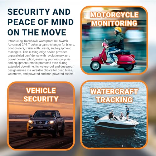 Trackhawk GPS Tracker with Kill Switch - Real-Time Security & Monitoring for Vehicles, Motorcycles, and Boats - Long Battery Life - Subscription Required