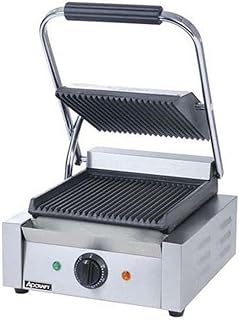 Adcraft SG-811 Grooved Electric Sandwich Grill, Panini Press with Cast Iron Grooved Plates Stainless Steel, 1750-Watts, 120v, NSF