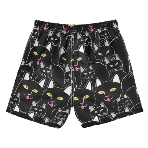 ALAZA Funny Animal Cat Kitten Black Cute Boys Quick Dry Beach Board Shorts Kids Swim Trunks Bathing Suit Swimsuit2