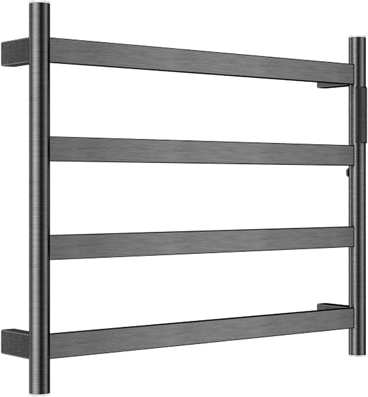 Towel Warmer 4 Bars Electric Heated Towel Rack 304 Stainless Steel Wall Mount Heated Towel Rail with Timer Control, Bathroom Radiator Drying Rack,Brushed Silver,Brushed Silver-Plug in