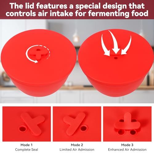 Silicone Bowl Liners for KitchenAid 7Qt Stand Mixers, Mixing Bowl Inserts with Lids, Replacement Mixer Accessories (Red, 7QT) by Cafunner - Used condition - Image 2