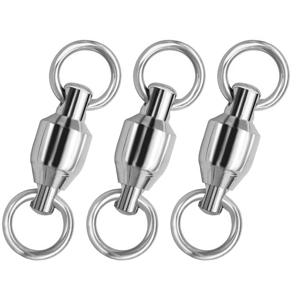 Atibin High Strength Fishing Swivel Steel Bearing Connector Fishing Swivels Stainless Barrel Ball Bearing Swivel Saltwater Freshwater, 25pcs, 438lbs