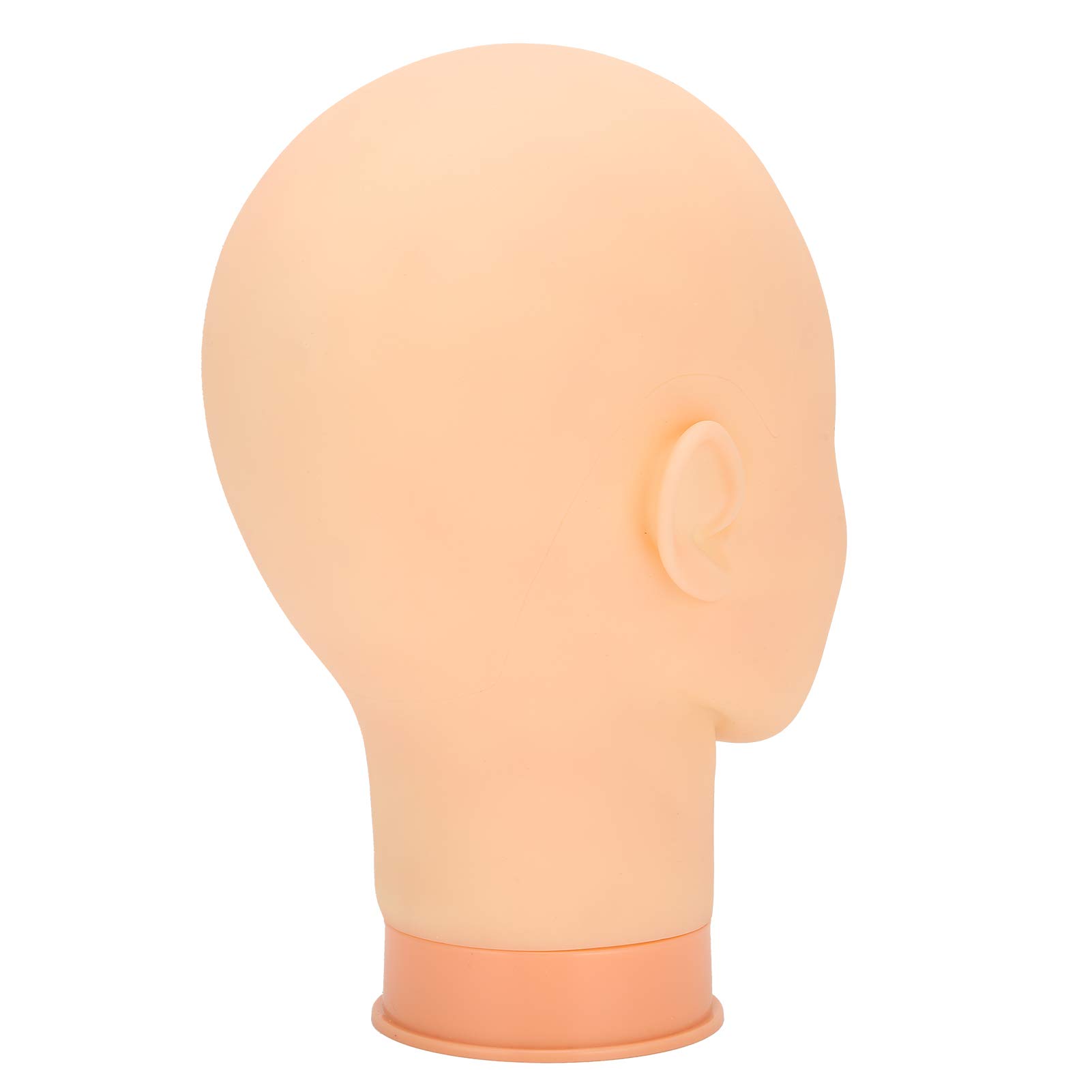 Mannequin Head For Wigs, PVC Material Bald Mannequin Head with Support Bracket Hole Wig Head Stand, For Makeup Training, Pink Base For Displaying (Have makeup) (No makeup)