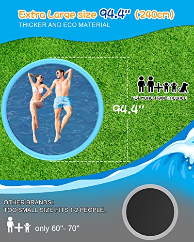 Splash Pad For Kids And Dog, Toskiesgo 94" Non-Slip Sprinkler Mat 0.5Mm Thickened Durable And Foldable Large Pool Summer Fun Outdoor Toys For Dogs And Toddlers Age #TOP1