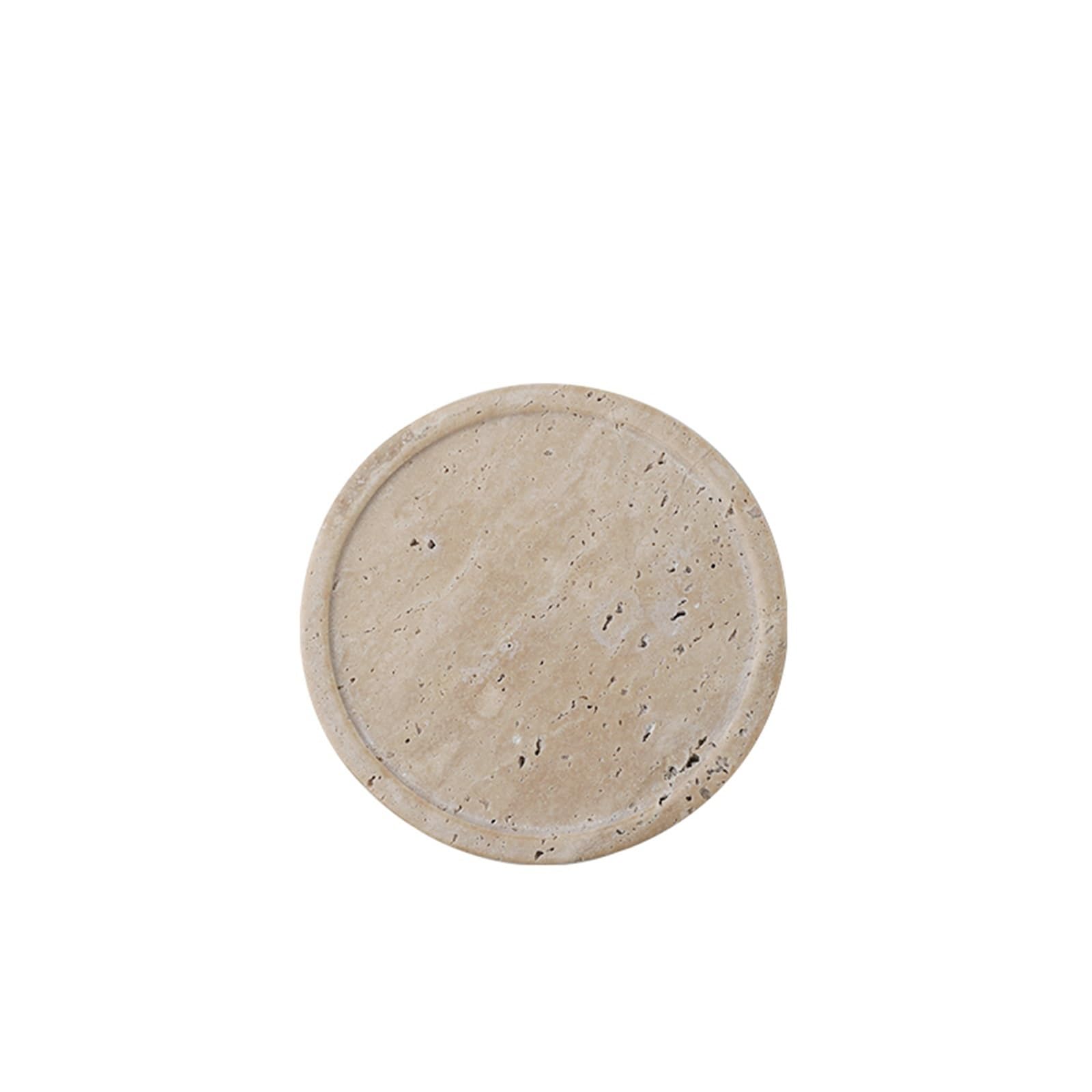 Bathroom Stone Tray Minimalism Marble Tray for Perfume Candles Jewelry Travertine Stone Vanity for Dresser Countertop Coffee Table Serving(14x14cm)