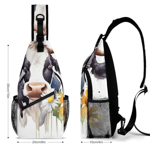 Mochila cruzada deportiva con diseño acuarela y flor blanca miniatura 2